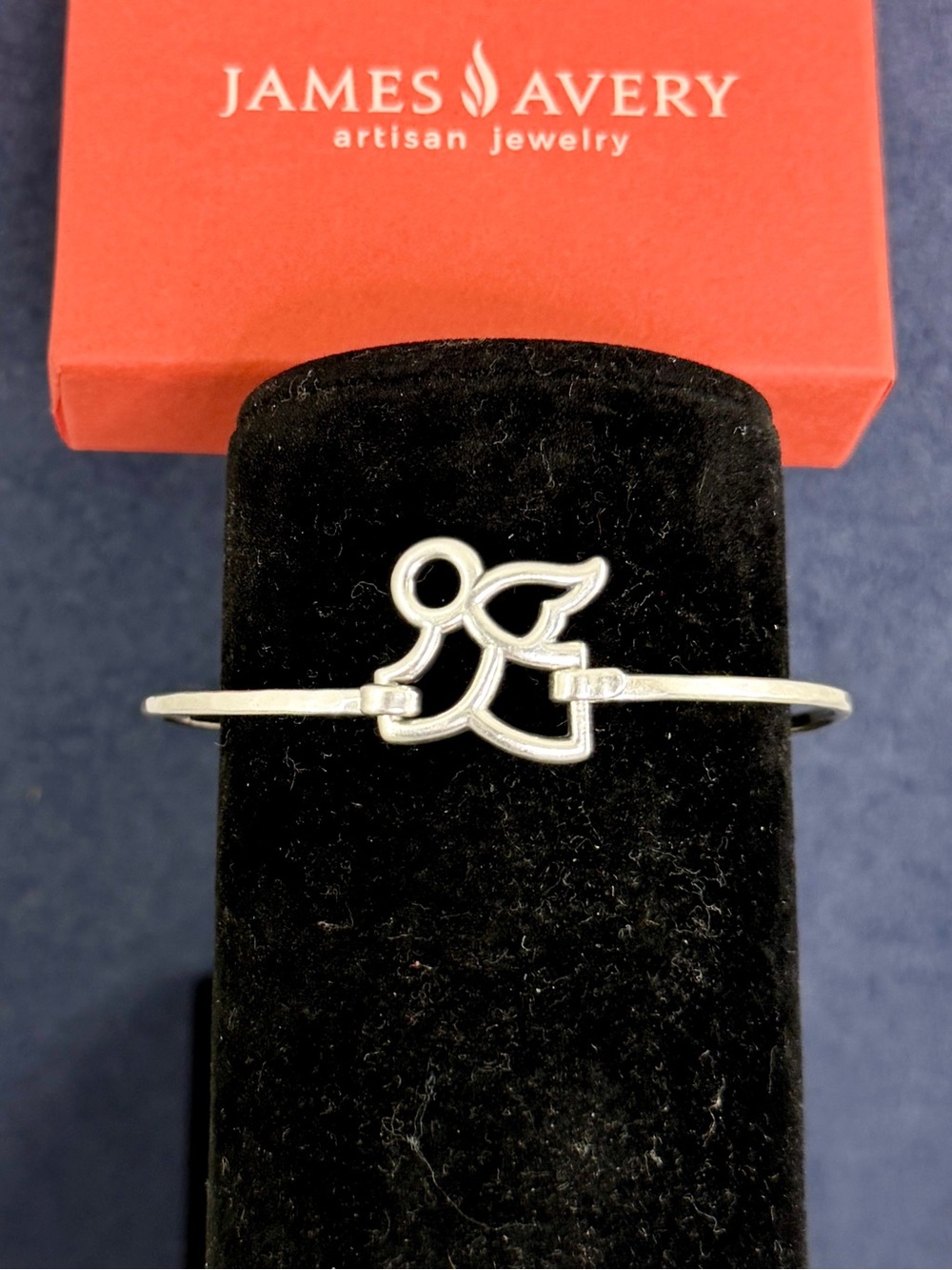 JAMES AVERY Sterling Silver Flying Angel Hook-on Bangle Bracelet; Large; RETIRED